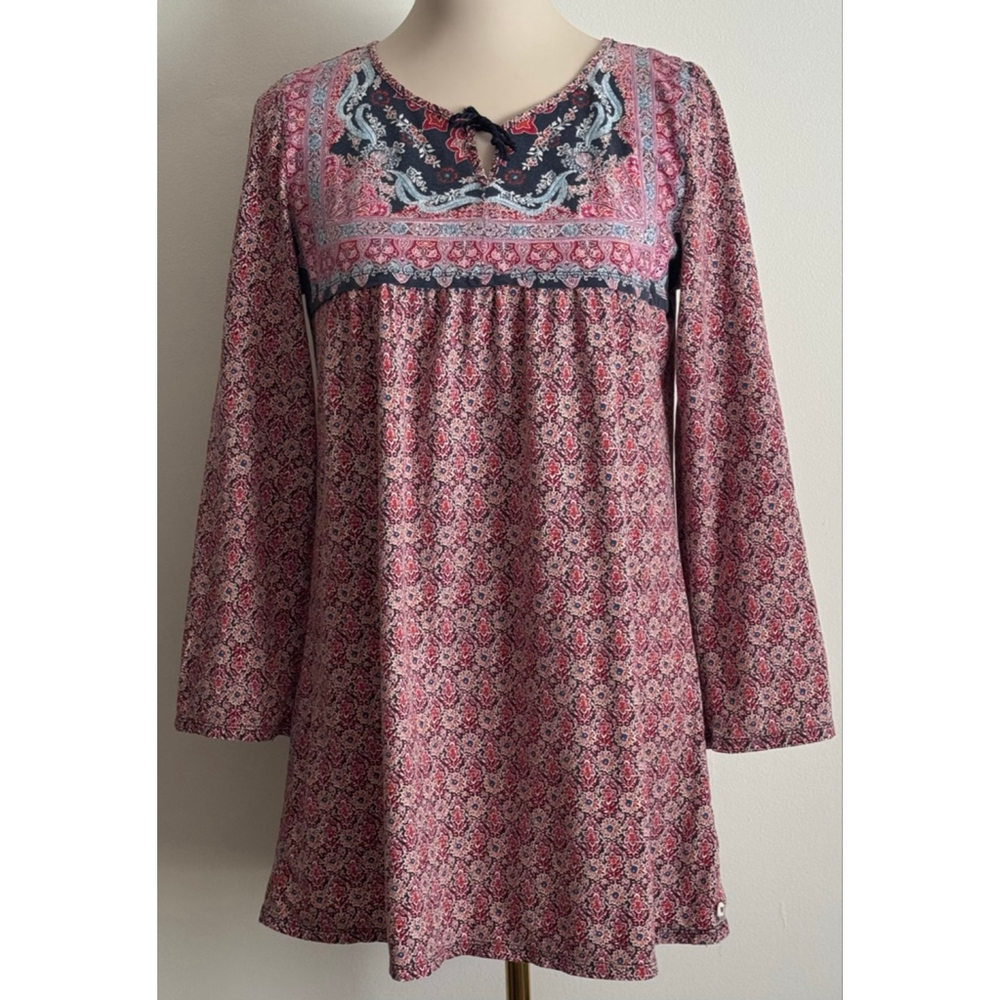 Women's Lucky Brand Tunic Top M Red Blue Floral